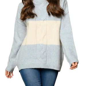 Long Sleeve Sweater blue and cream